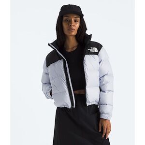 The North Face Women's Black Cream Full Zip Retro Nuptse Short Jacket Large NWOT